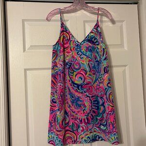 LILLY PULITZER Sz XS Multi Psychedelic Sunshine LELA 100% Silk Slip Dress